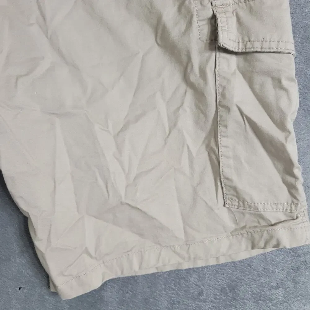 Wrangler Iron Cargo Shorts Mens Size‎ 38 Beige Tan Comfort Waist Strap